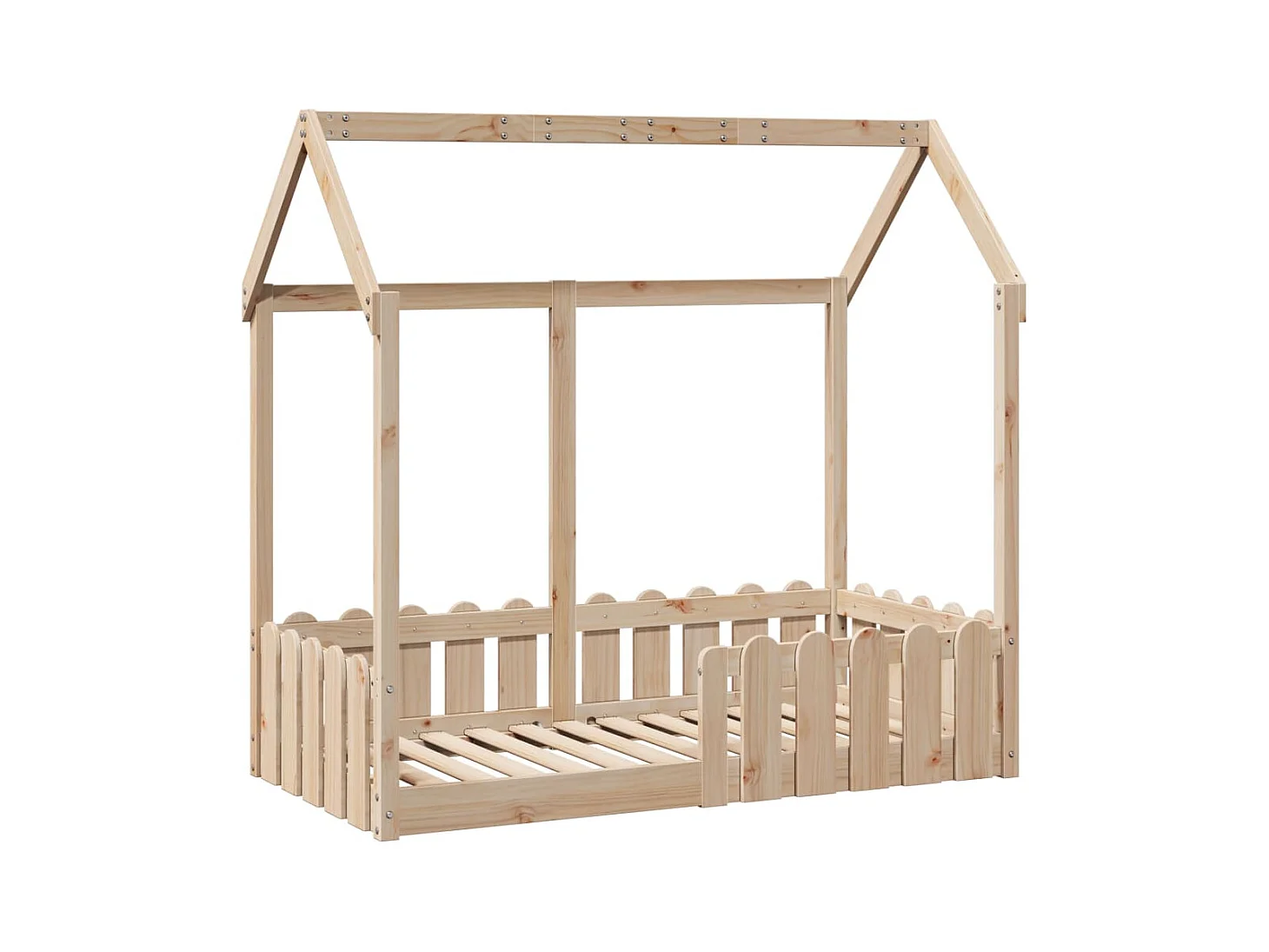 Struttura letto per bambini a forma di casa senza materasso in pino massiccio