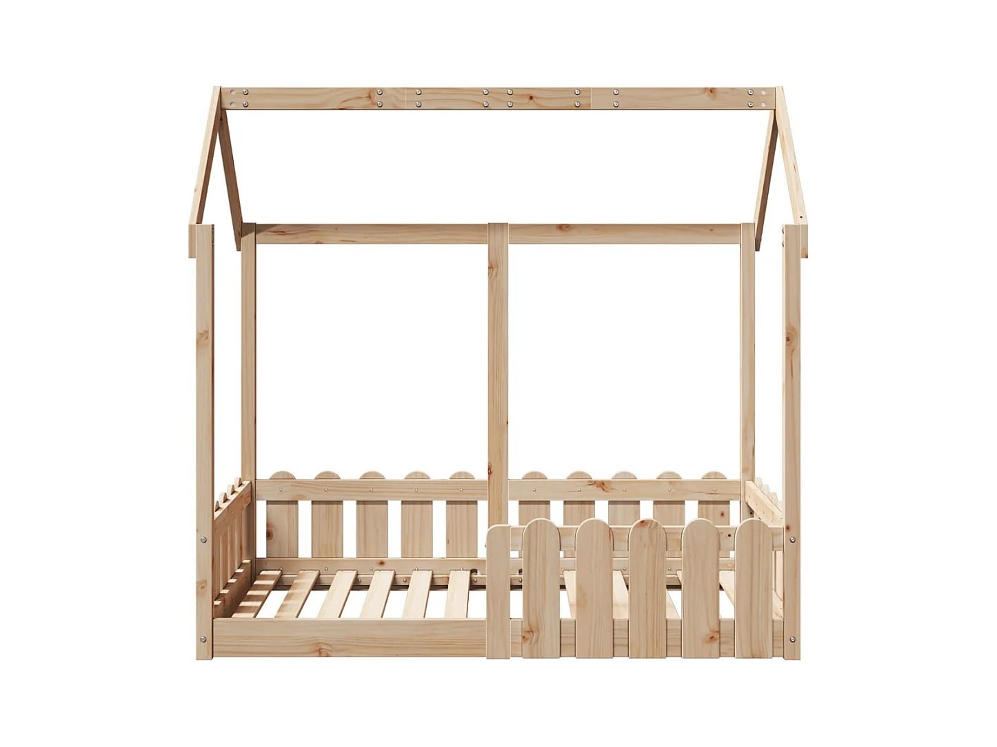 Struttura letto per bambini a forma di casa senza materasso in pino massiccio
