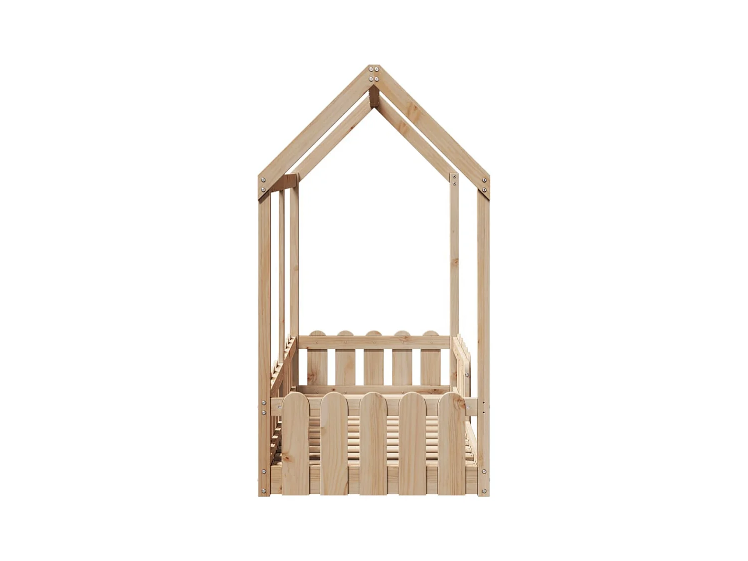 Struttura letto per bambini a forma di casa senza materasso in pino massiccio
