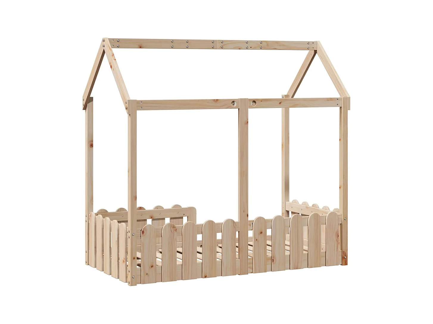 Struttura letto per bambini a forma di casa senza materasso in pino massiccio