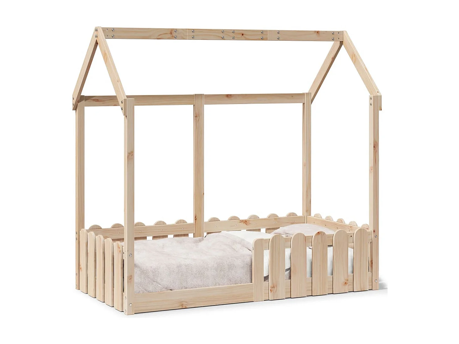 Kinderbettgestell Hausform ohne Matratze Kiefer massiv