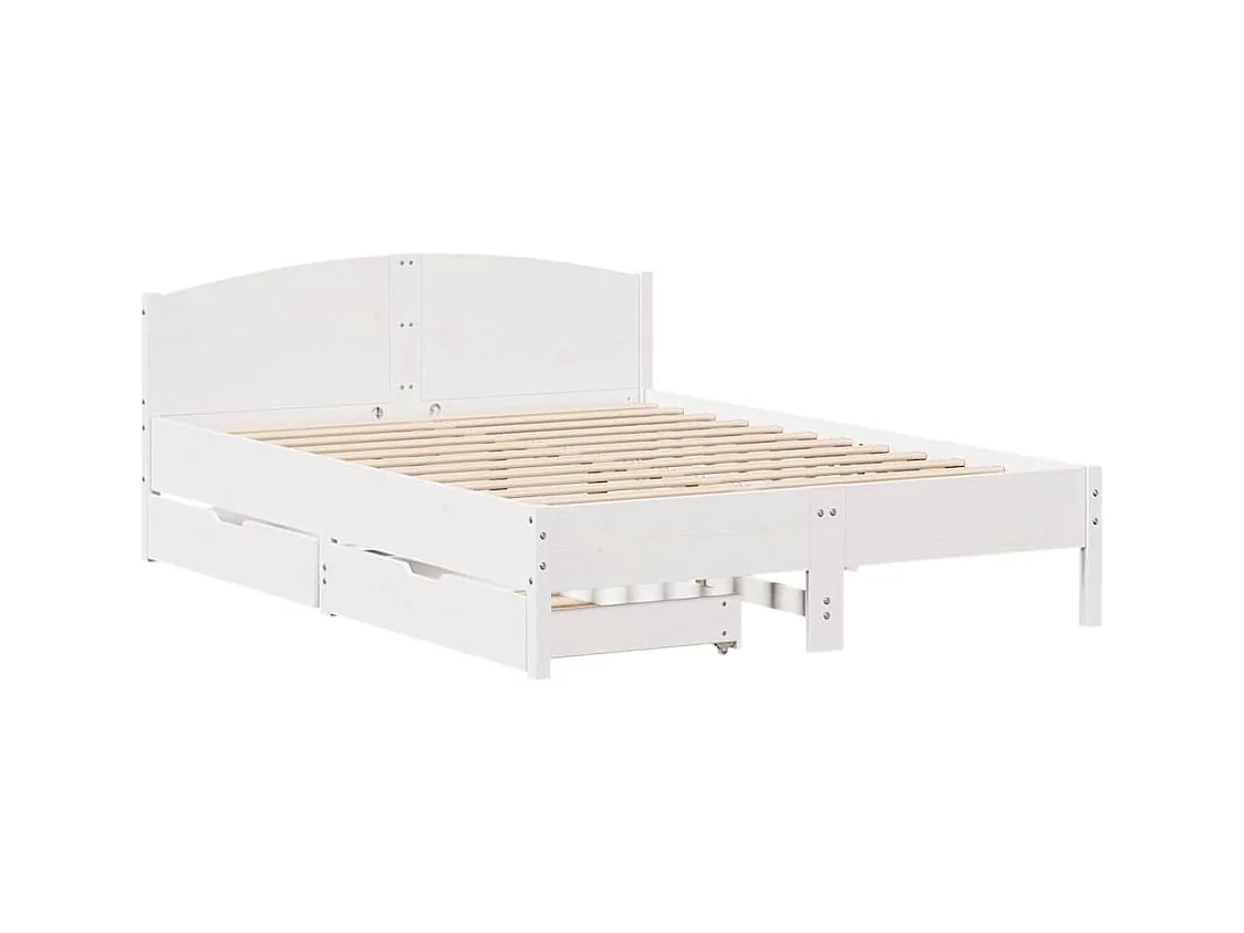 Estructura de cama sin colchón blanco 120x190 cm madera maciza de pino