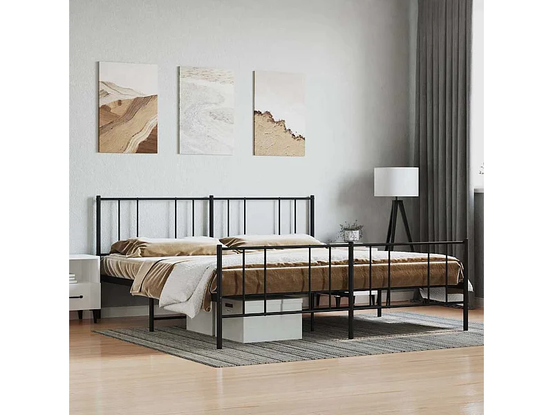 Metalen bedframe zonder matras met zwart voeteneinde 180x200cm