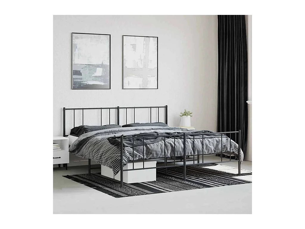 Struttura letto in metallo senza materasso con pediera nera 180x200cm