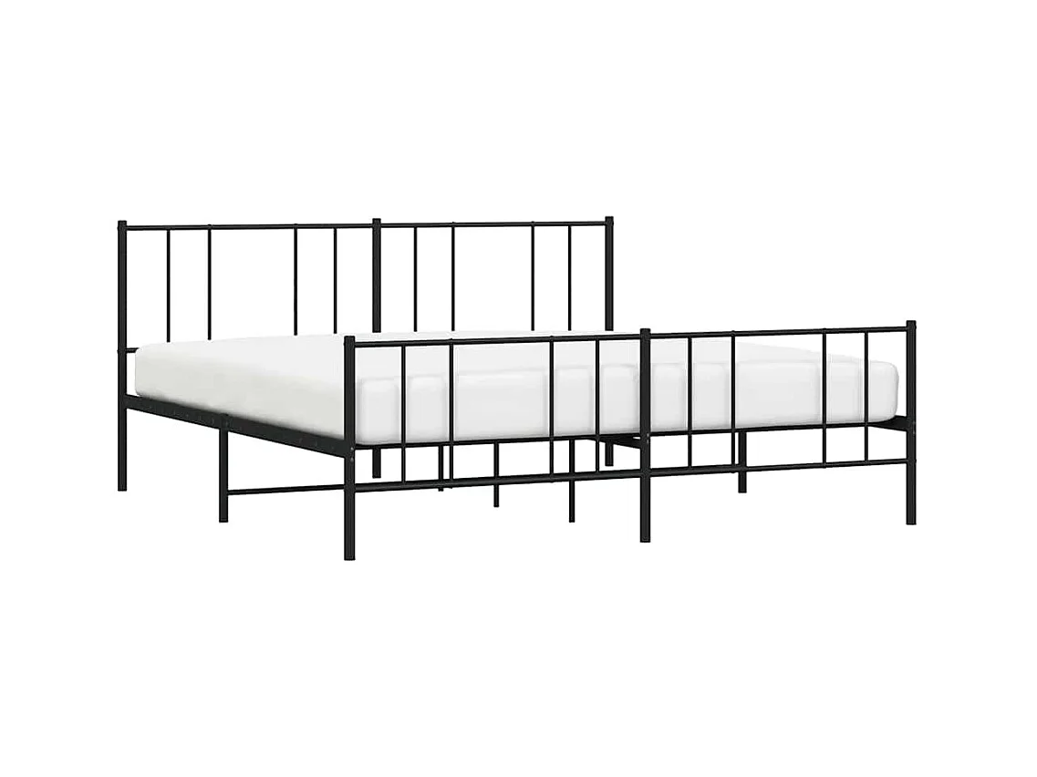 Struttura letto in metallo senza materasso con pediera nera 180x200cm