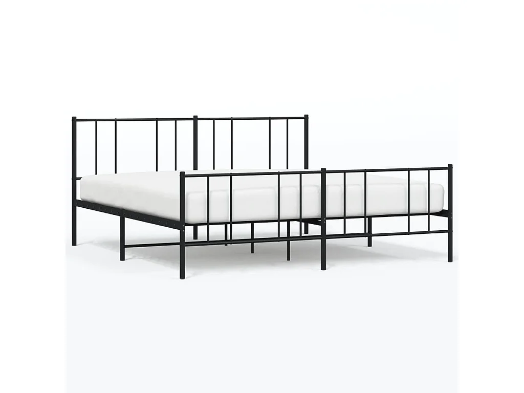 Estructura de cama de metal sin colchón con pie de cama negro 180x200cm