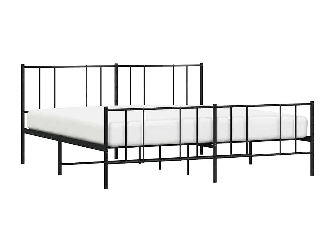 Estructura de cama de metal sin colchón con pie de cama negro 180x200cm