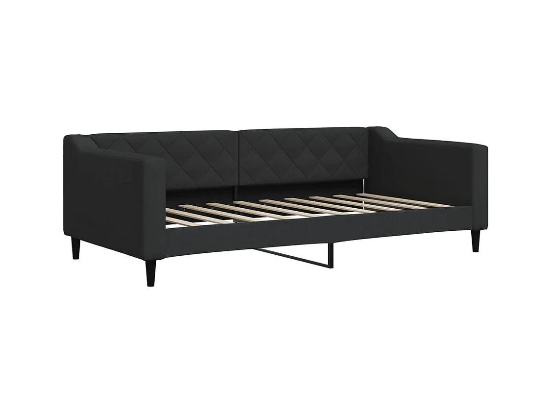 Lit de jour avec matelas noir 90x190 cm tissu