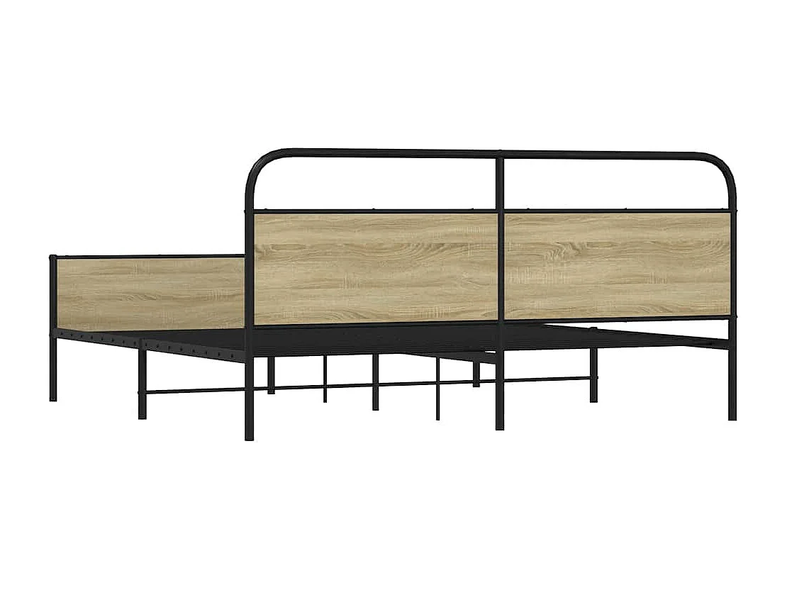 Estructura de cama de metal sin colchón roble Sonoma 180x200 cm