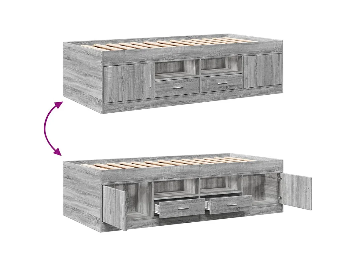 Dagbed met lades zonder matras Sonoma grijs 90x200 cm