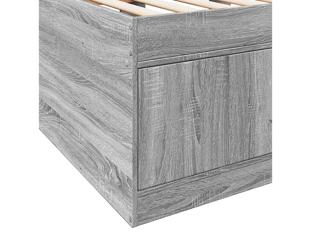 Divano letto con cassetti senza materasso Sonoma grigio 90x200 cm