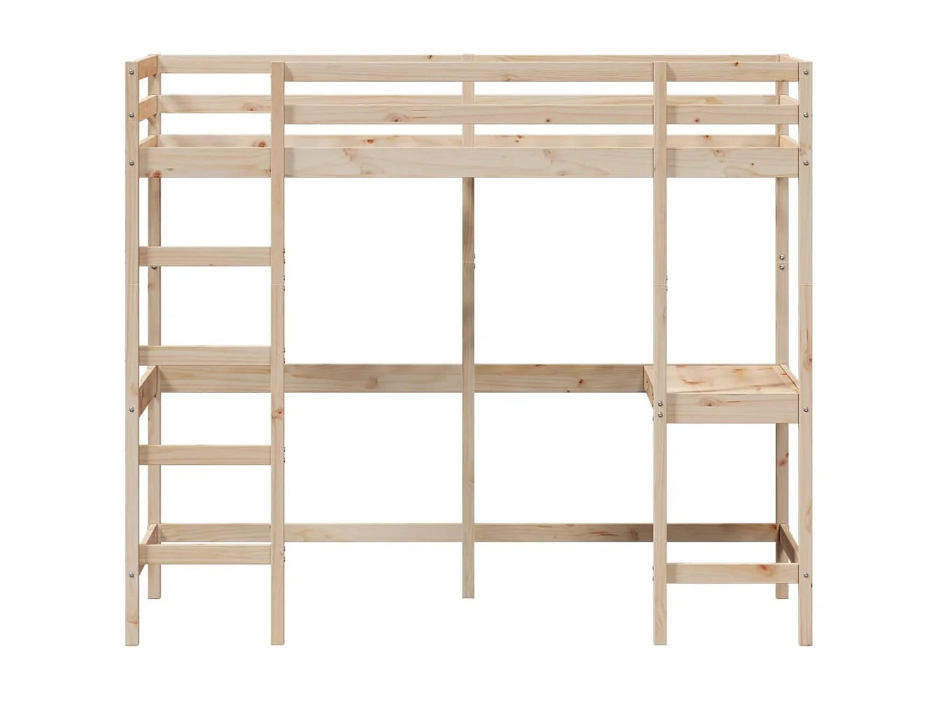 Letto a castello senza materasso 75x190 cm in legno massello di pino