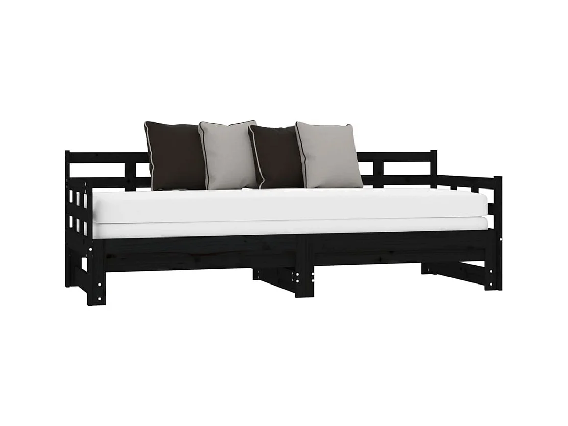 Cama corredera sin colchón negra 2x(90x190) cm