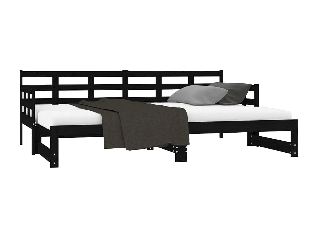 Schuifbed zonder matras zwart 2x(90x190) cm