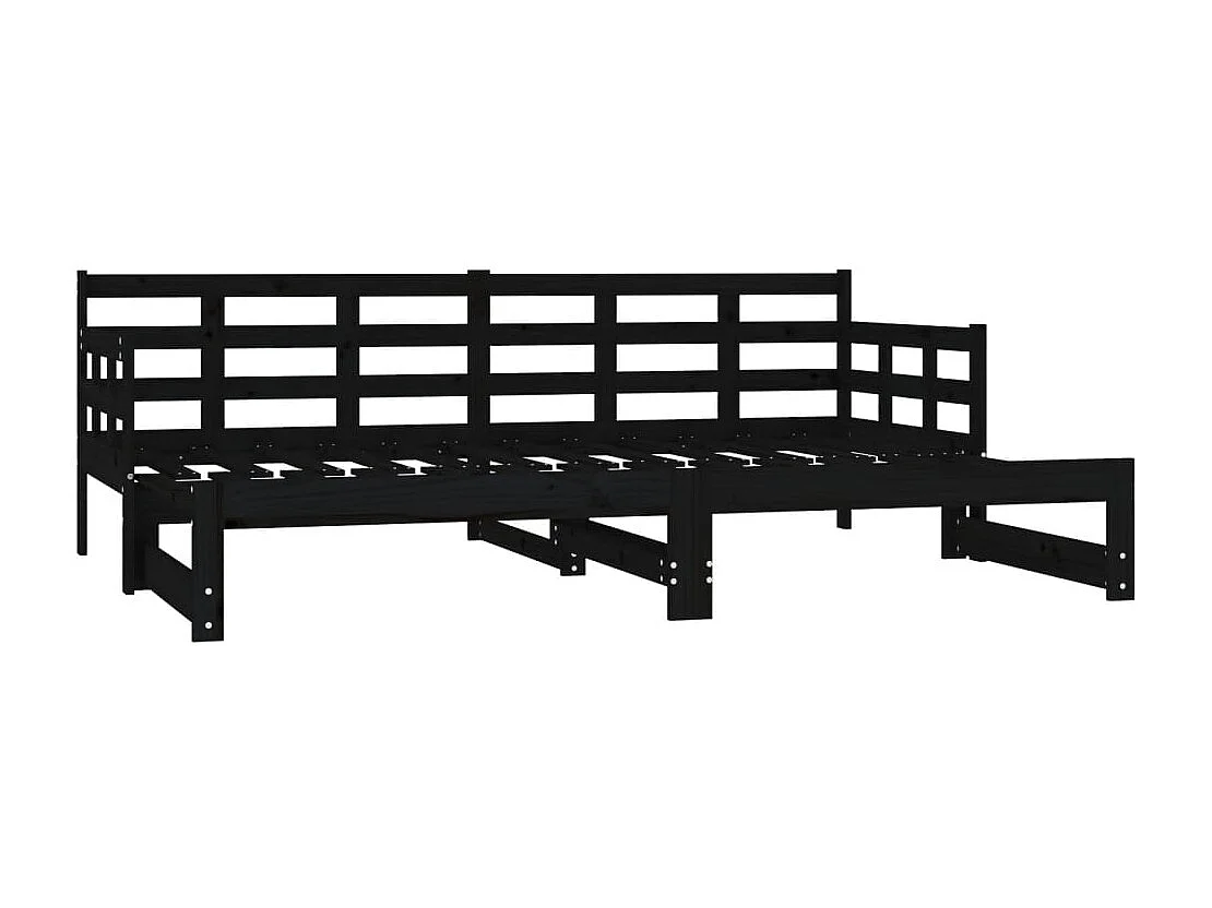 Schuifbed zonder matras zwart 2x(90x190) cm