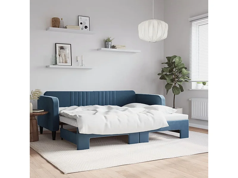 Dagbed met onderschuifbed zonder matras blauw 90x200 cm