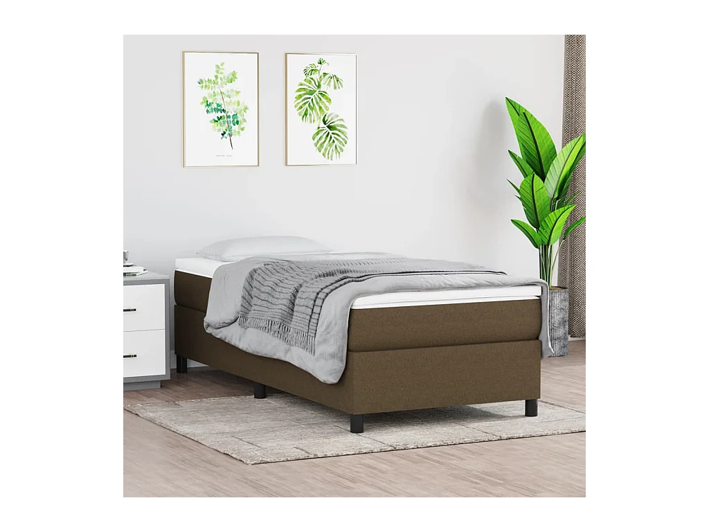 Struttura letto senza materasso tessuto marrone scuro 80x200 cm