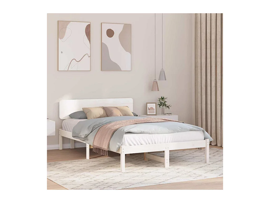 Bedframe met hoofdbord Wit 140 x 190 cm