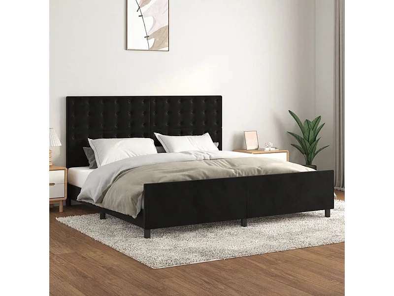 Estructura de cama sin colchón terciopelo negro 200x200 cm