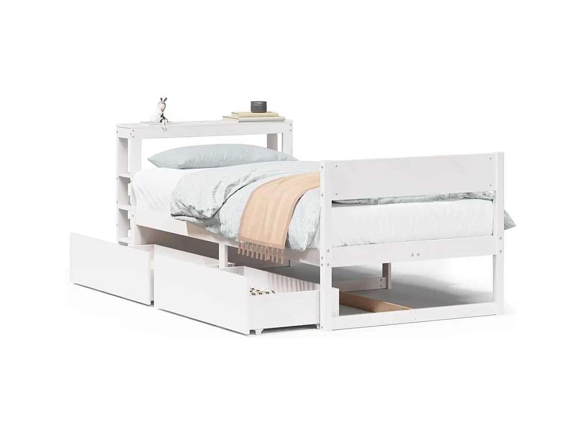 Bettgestell ohne Matratze weiß 90x200 cm Kiefer Massivholz