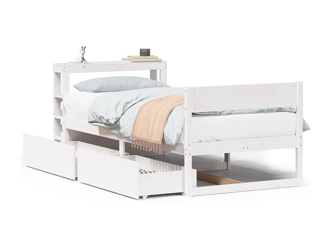 Cadre de lit sans matelas blanc 90x200 cm bois de pin massif