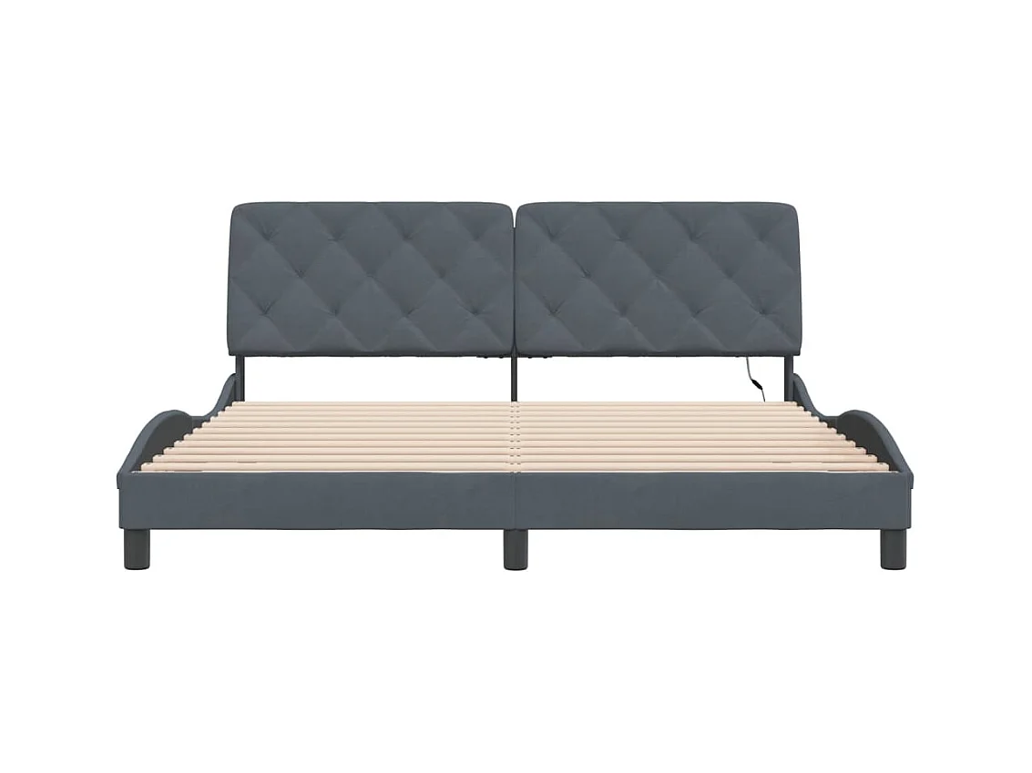 Struttura letto con LED senza materasso grigio scuro 180x200cm velluto