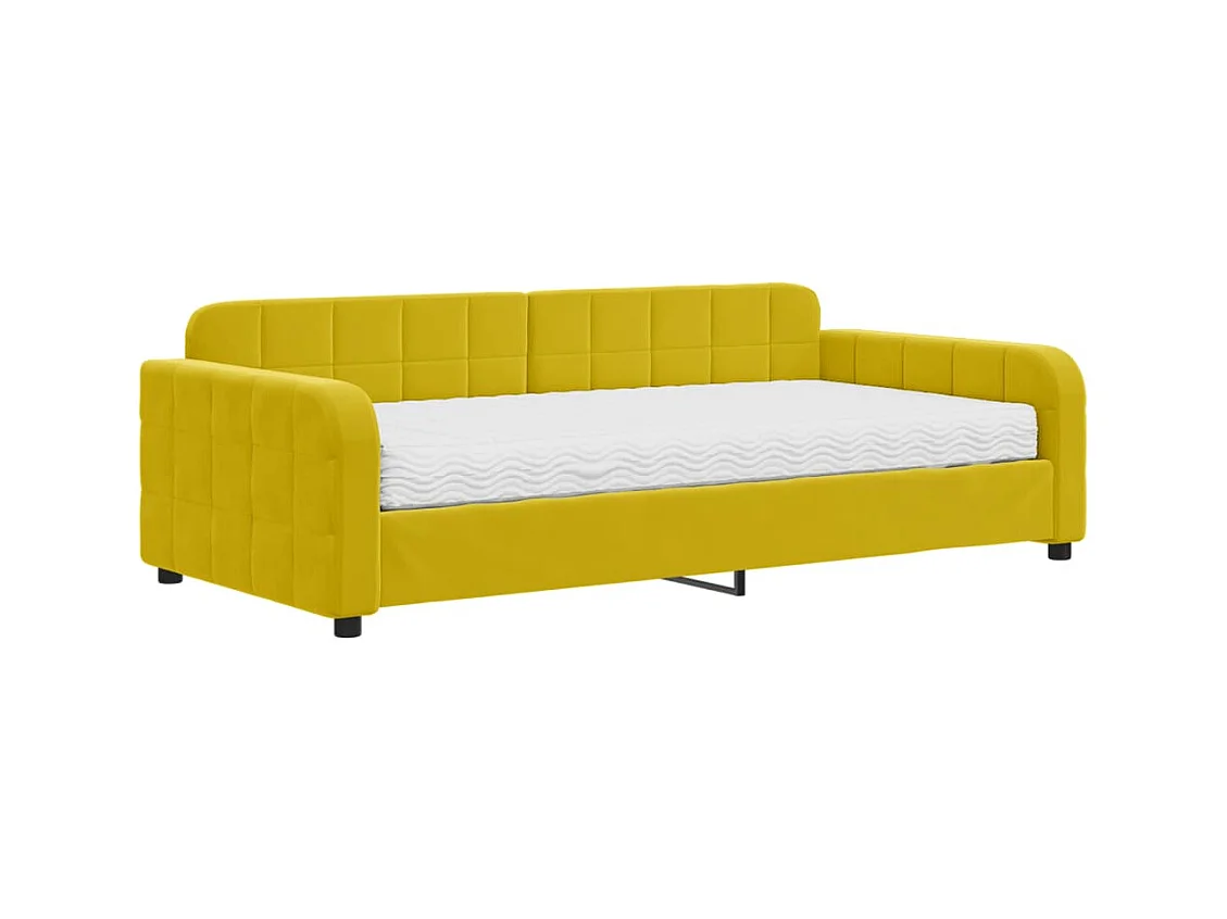 Lit de jour avec matelas jaune 100x200 cm velours