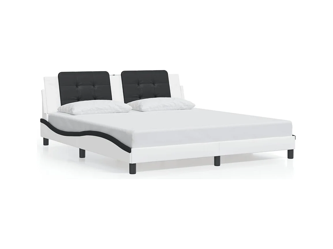 Struttura letto senza materasso bianco e nero 180x200 cm ecopelle