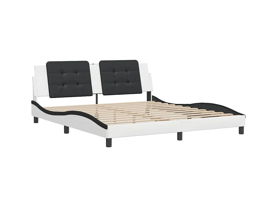 Struttura letto senza materasso bianco e nero 180x200 cm ecopelle