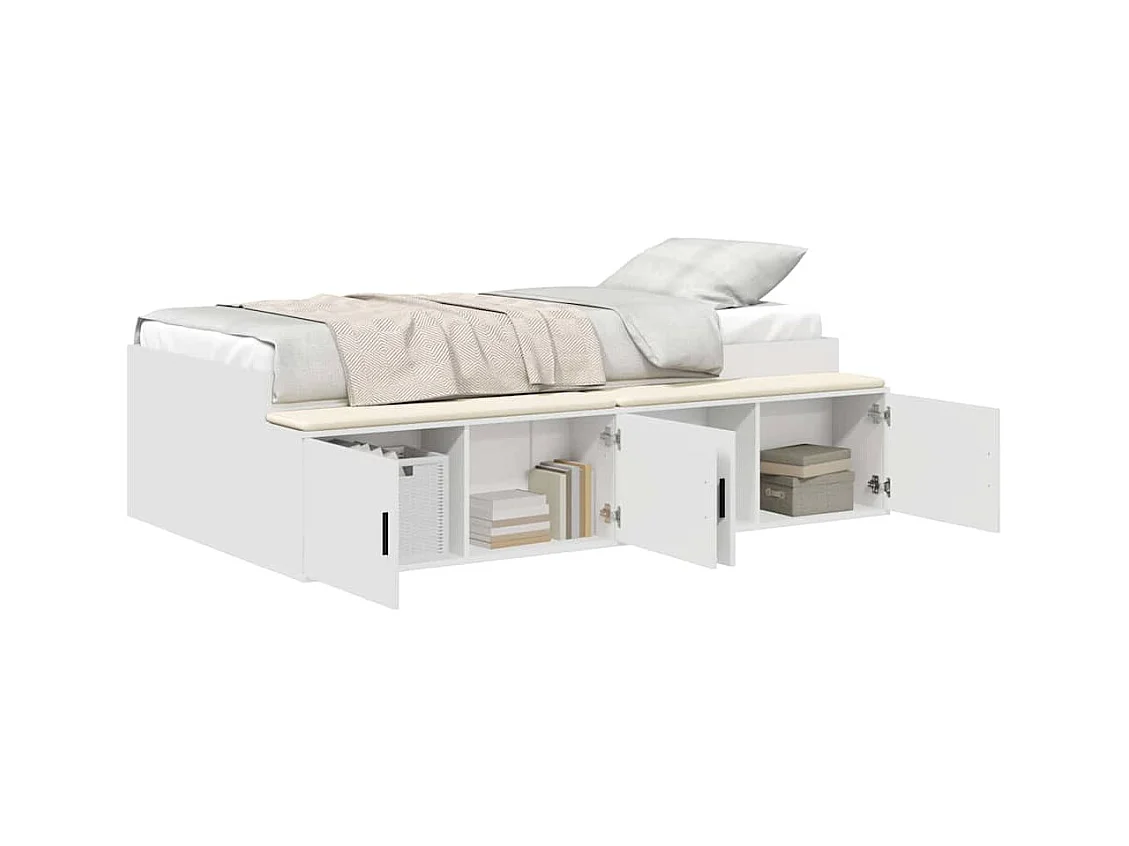 Struttura letto con contenitore Bianco 90 x 200 cm Legno ingegnerizzato