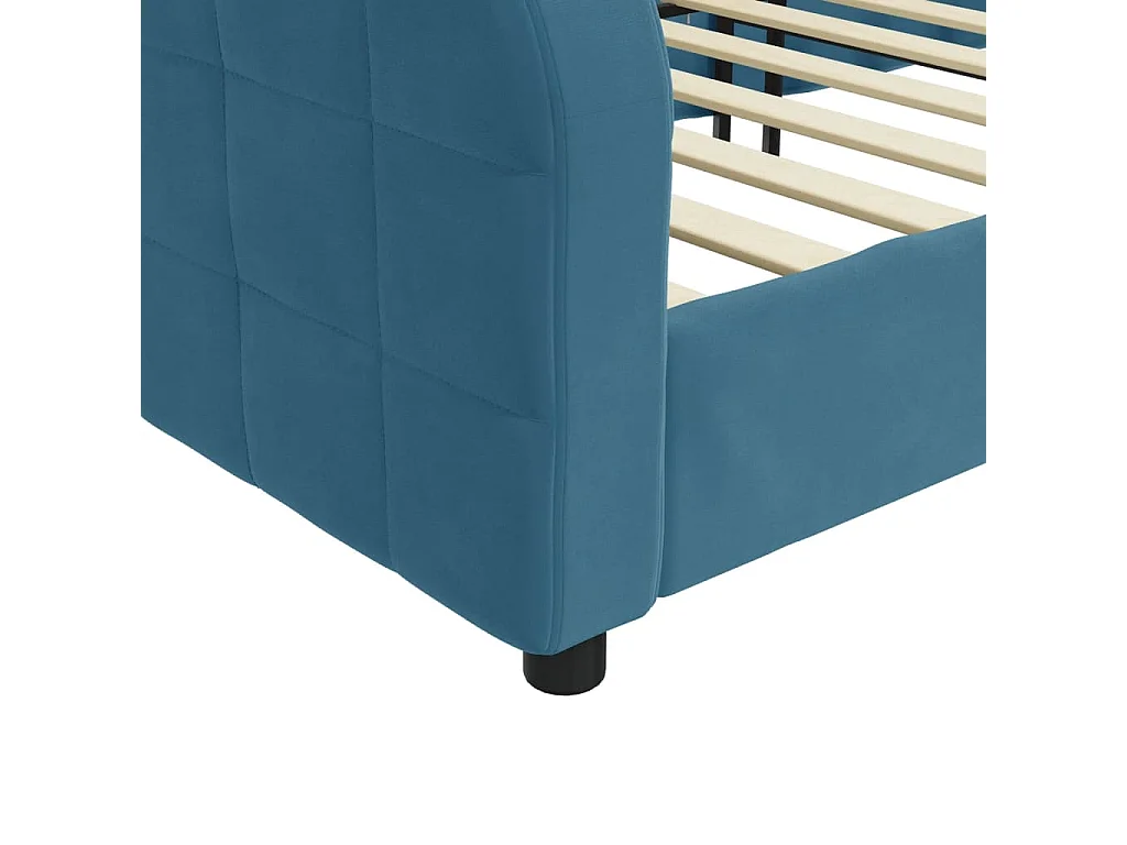 Divano letto senza materasso blu 90x200 cm velluto