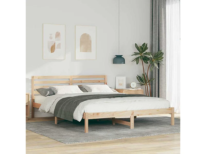 Bruin bedframe 160 x 210 cm massief grenenhout