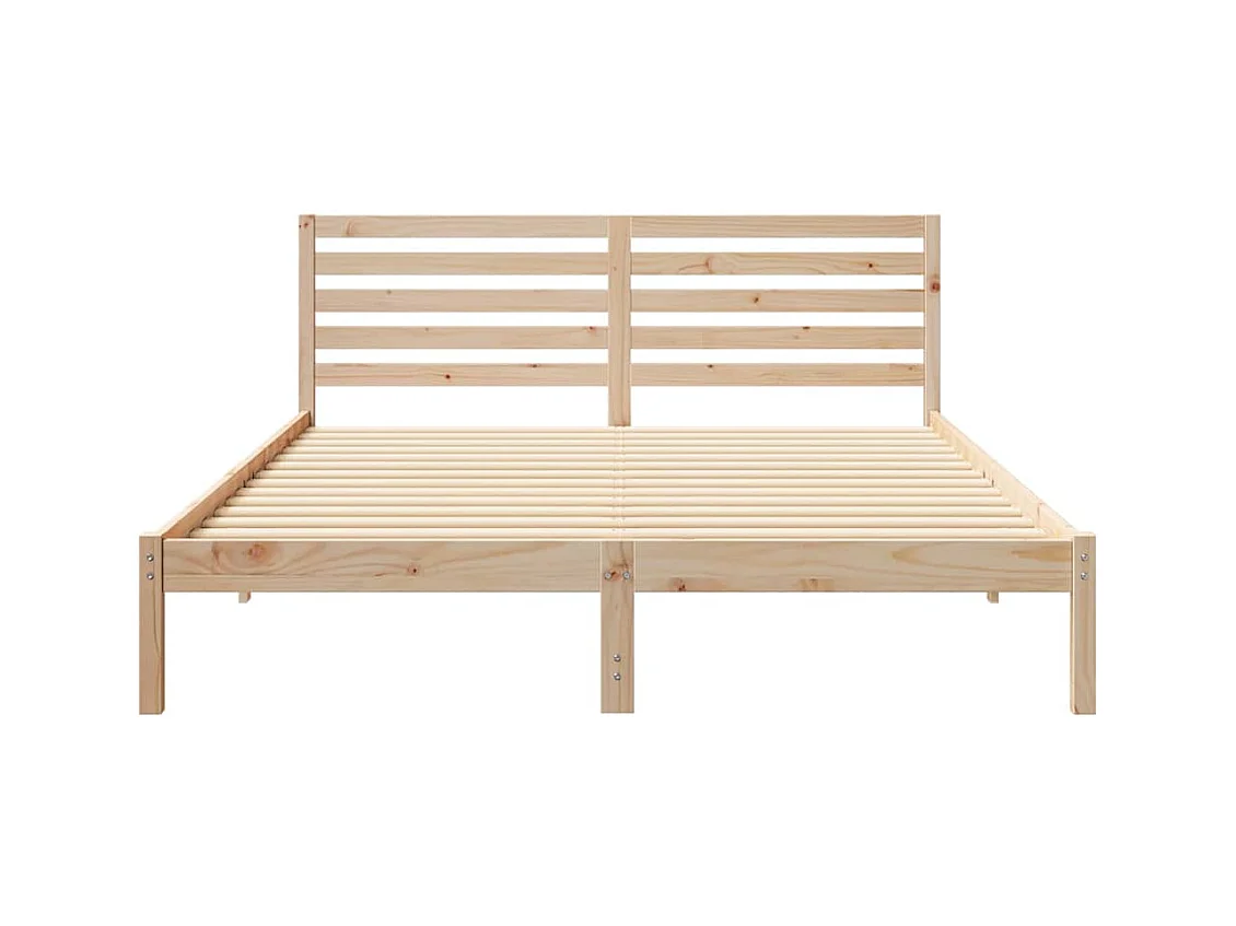 Struttura letto marrone 160 x 210 cm in legno massello di pino