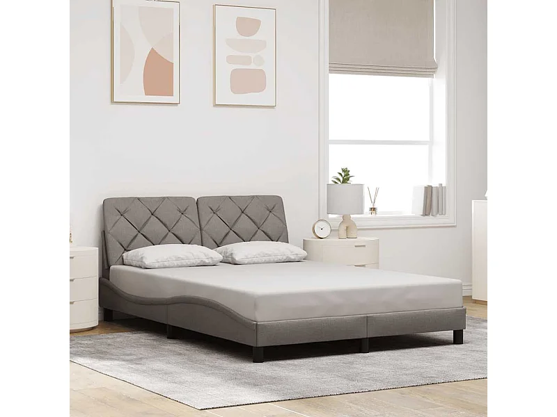 Cadre de lit sans matelas taupe 140x200 cm tissu
