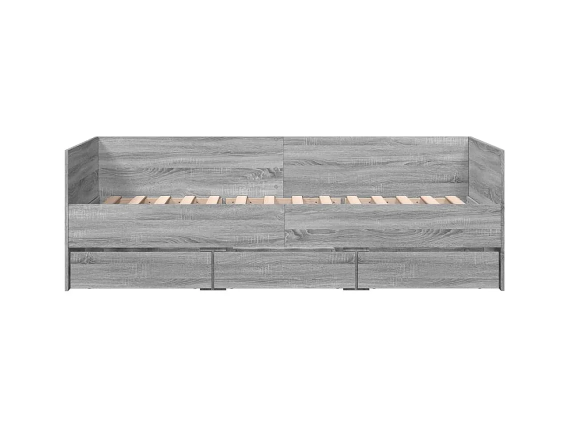 Divano letto con cassetti senza materasso Sonoma grigio 90x200 cm