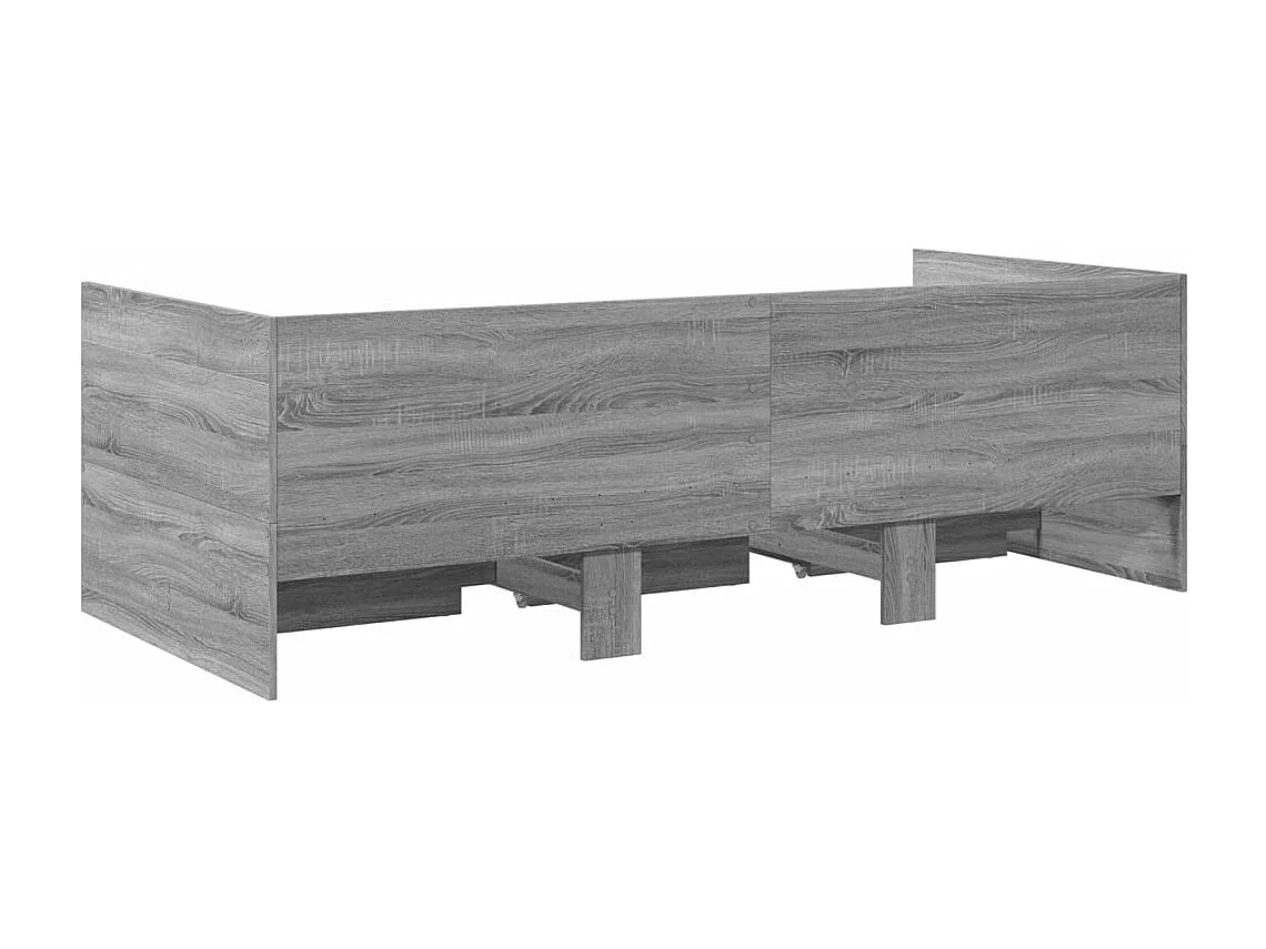 Divano letto con cassetti senza materasso Sonoma grigio 90x200 cm
