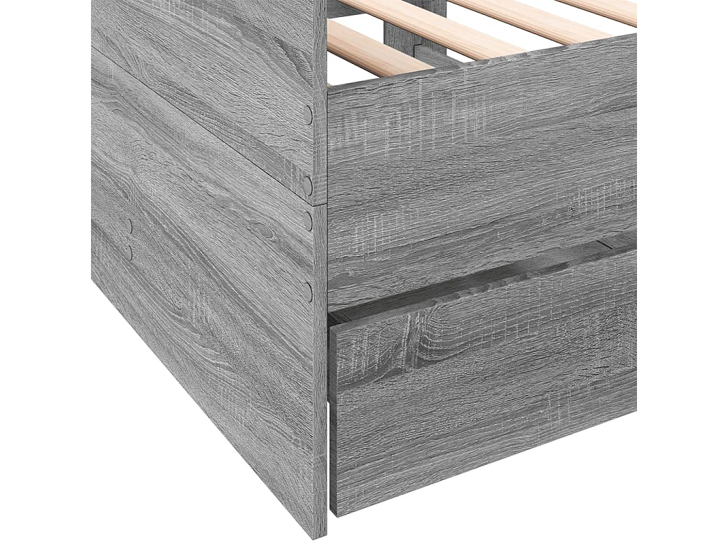 Divano letto con cassetti senza materasso Sonoma grigio 90x200 cm