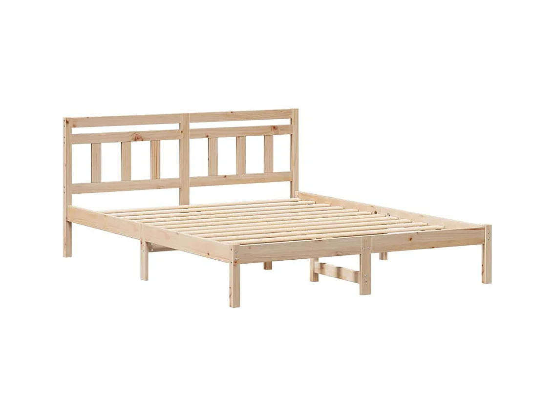 Struttura letto con testiera Marrone Legno massello di pino