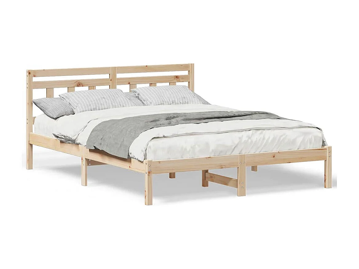 Cadre de lit avec tête de lit Marron Bois massif en pin