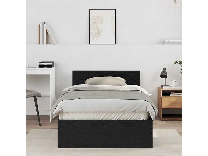Cadre de Lit Chêne noir 100 x 200 cm Bois d'ingénierie