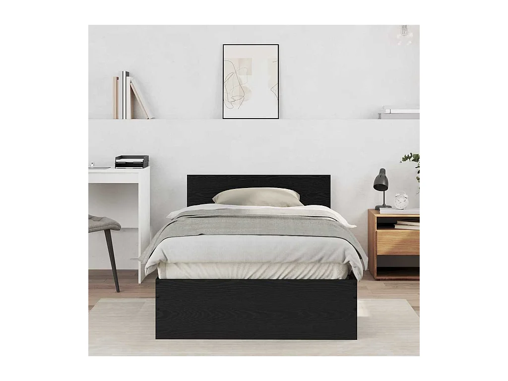 Cadre de Lit Chêne noir 100 x 200 cm Bois d'ingénierie