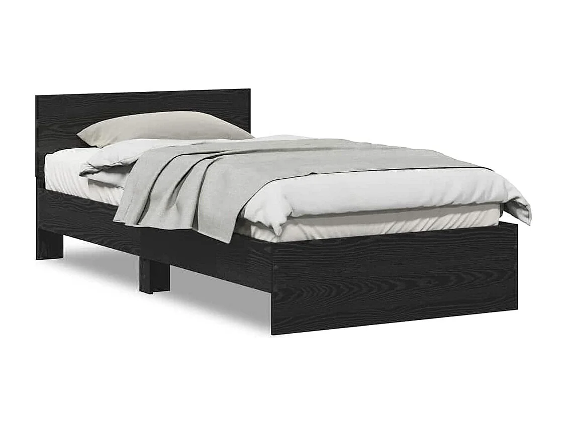 Bettgestell Eiche schwarz 100 x 200 cm Holzwerkstoff