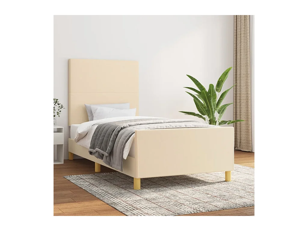 Bedframe zonder matras crème 90x200 cm stof
