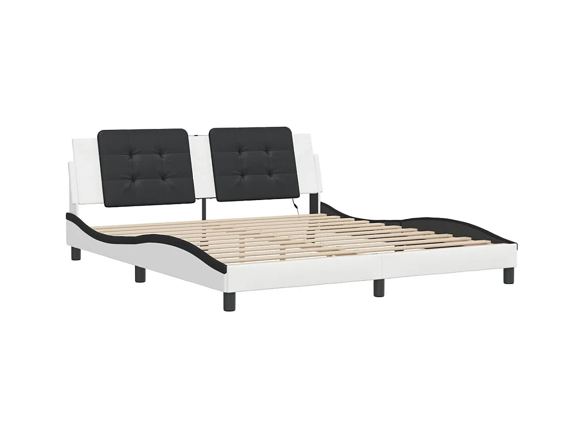 Bettgestell mit LED ohne Matratze weiß und schwarz 180x200 cm
