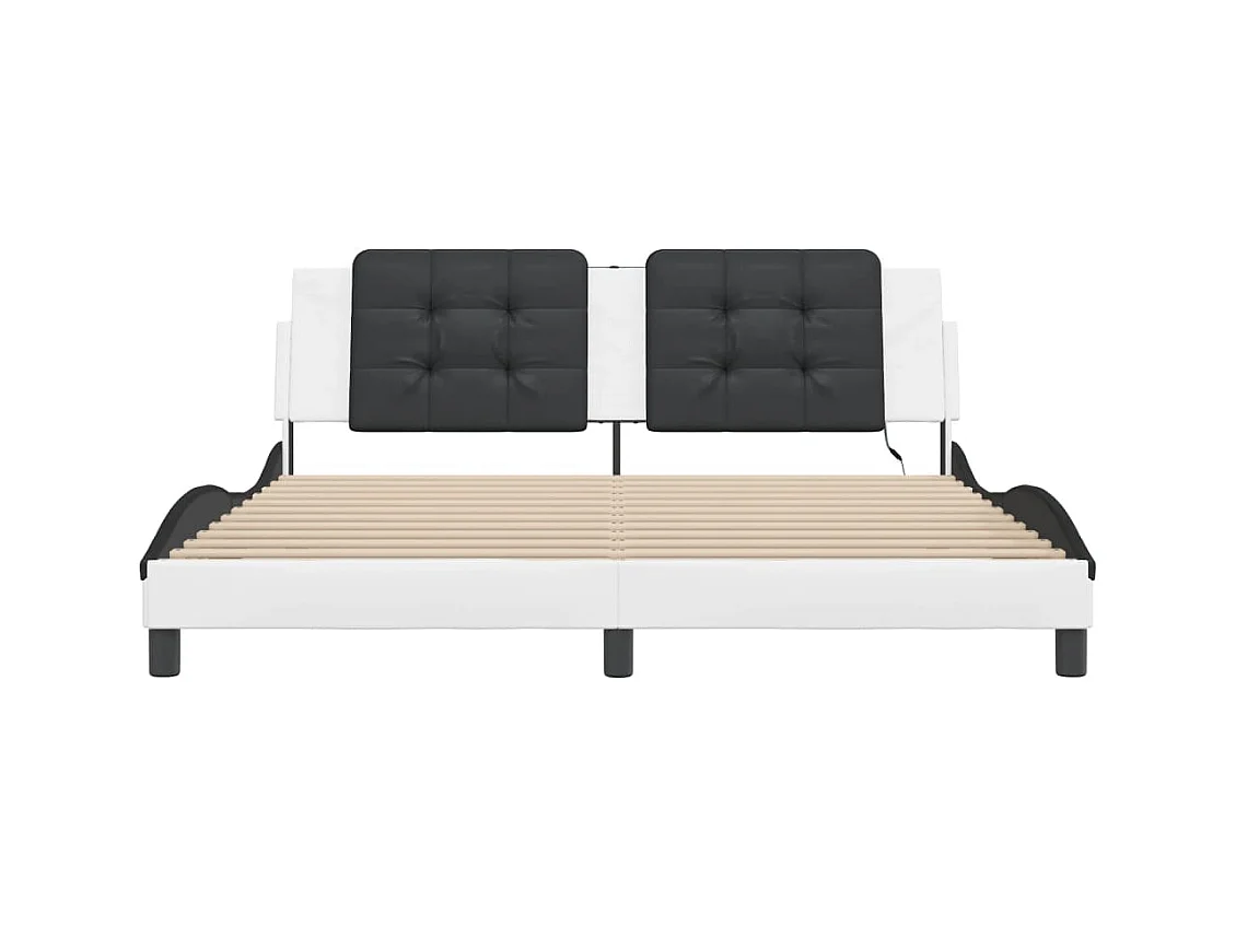 Bettgestell mit LED ohne Matratze weiß und schwarz 180x200 cm