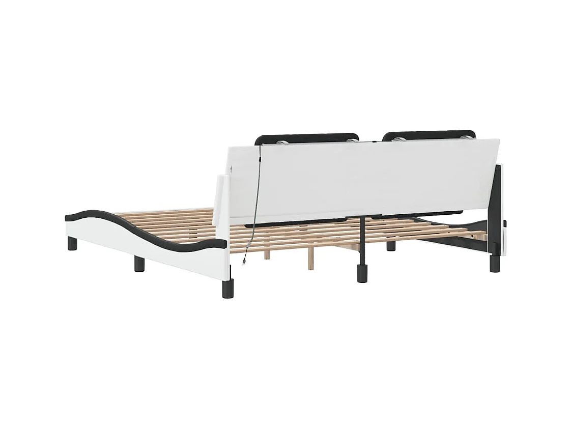 Bettgestell mit LED ohne Matratze weiß und schwarz 180x200 cm