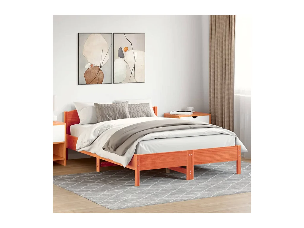 Bedframe zonder matras, bruine was, 160x200cm, massief grenenhout
