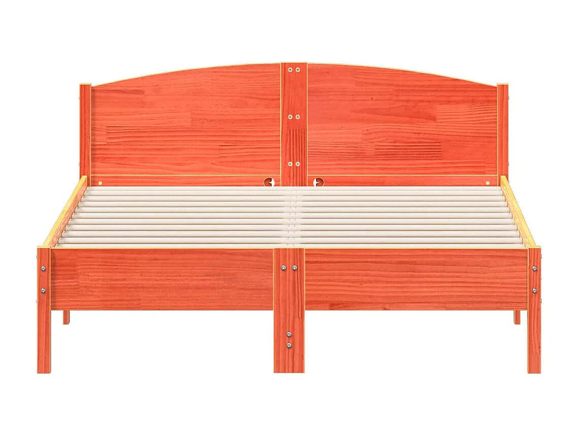Estructura de cama sin colchón, color marrón cera, 160x200cm, madera maciza de pino