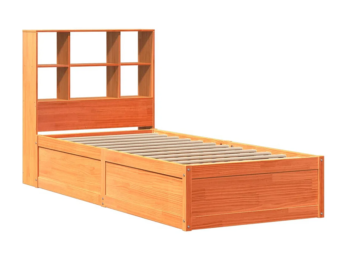 Struttura letto senza materasso, cera marrone, 100x200cm, legno massello di pino