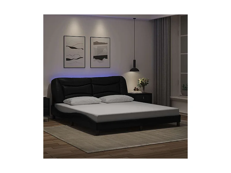 Bedframe met LED zonder matras zwart 180x200 cm